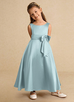 Azazie Lindy Final Sale Mist A-Line Pleated Matte Satin Dress image9