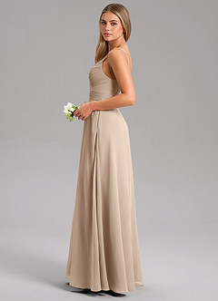 Azazie Terese Bridesmaid Dresses Taupe A-Line Pleated Chiffon Dress image4