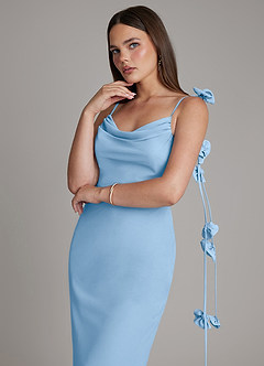 Azazie Kalico Bridesmaid Dresses Powder Blue Mermaid Pleated Chiffon Dress image4