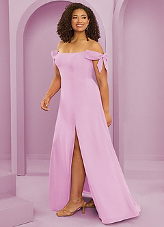 Barbie ♥ Azazie Vestidos de damas de honor Vestido de Rosa Caramelo de Gasa de Corte en A Convertible con Vestidos sin tirantes image13