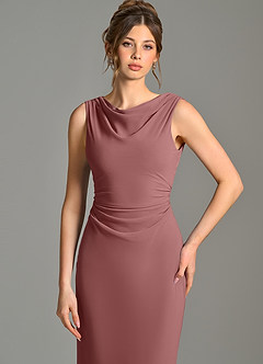 Azazie Kieryn Bridesmaid Dresses Desert Rose Mermaid Pleated Chiffon Dress image6