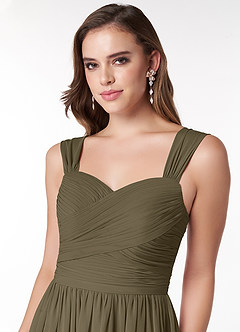 Azazie Zapheira Brudtärnklänningar Klänning av A-Linje i Chiffong Ruched Pilgrön image5