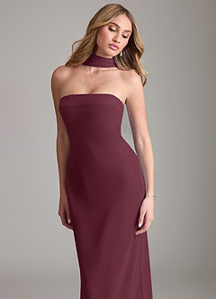 Azazie Lusinda Vestidos de madrinha de casamento Vestido Cabernet de Chiffon de sereia com Fora do ombro image8