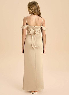 Azazie Saige Junior Robe Fourreau en Satin extensible Épaule décolletée Champagne image2