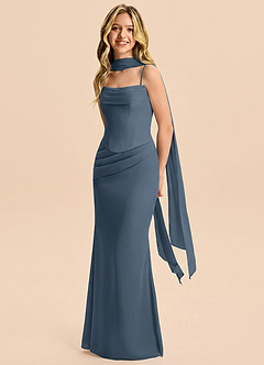 Azazie Sorrel Junior Neptune Mermaid Pleated Chiffon Dress image3