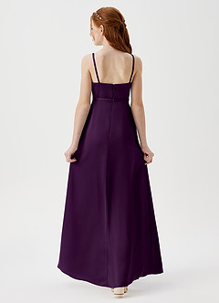 Azazie Kaylee Junior Robe Trapèze en Satin extensible avec ceinture Grain De Raisin image2