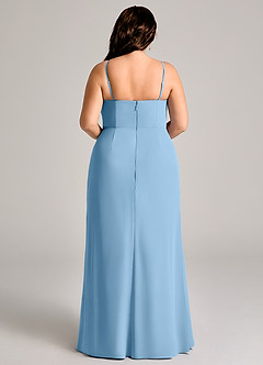 Azazie Maci Bridesmaid Dresses Steel Blue Sheath Pleated Chiffon Dress image9