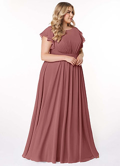 Azazie Daphne Modest Bridesmaid Dresses A-Line Ruffled Chiffon Floor-Length Dress image10