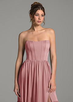 Azazie Delphina Bridesmaid Dresses Dusty Rose A-Line Corset Stretch Satin Convertible Dress image6