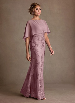 Azazie Amrita Abiti per la Madre della Sposa Abito Sirena in Chiffon Pizzo Rosa Polverosa image2