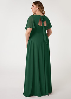 Azazie Kimber Bridesmaid Dresses Dark Green A-Line Flounce Sleeve Chiffon Dress image8