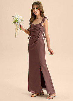 Azazie Jessamine Junior Espresso Mermaid Sweetheart Neckline Chiffon Dress image6