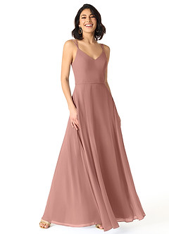 Azazie Janine Abiti da Damigella Abito A-Line in Chiffon con Scollo a V Cedro Rosa image1