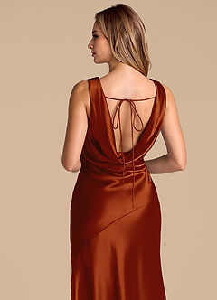Azazie Rylina Robes de demoiselle d'honneur Robe Sirène en Satiné métallisé Auburn image2