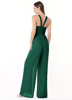 Azazie Berdie Vestidos de damas de honor Esmeralda de Gasa de Mono con Halter image4