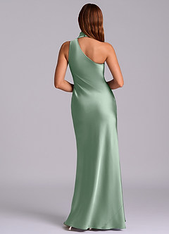 Azazie Seona Robes de demoiselle d'honneur Robe Sirène en Satin extensible Une épaule Agave image4
