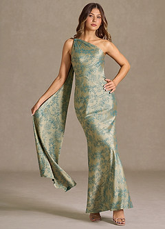 Vestido Platino Verde Azulado Largo Sapphira image5