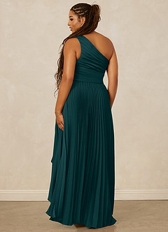 Christian Siriano Bridal for Azazie 1008 Bridesmaid Dresses Pine A-Line One Shoulder Stretch Satin Dress image10