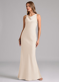 Azazie Allettie Bridesmaid Dresses White Alabaster Mermaid Stretch Satin Dress image5