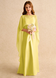 Azazie Fishie Girls Formal Robe Demoiselle D'honneur Fillette Robe Trapèze en Mat Satiné Canari image3
