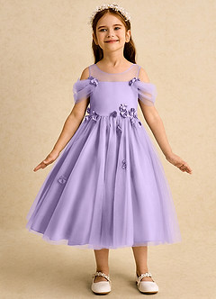 Azazie Juni Abiti da Ragazza di Fiori Abito Principessa in Tulle Plissettato Lilla image4