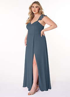 Azazie Everett Bridesmaid Dresses A-Line V-neck Ruched Chiffon Floor-Length Dress image9