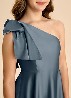 Azazie Penguin Junior Abito A-Line in Raso Elasticizzato Fiocco Crepuscolo image7