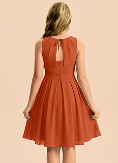 Azazie Bibiane Junior Burnt Orange A-Line Pleated Chiffon Dress image2