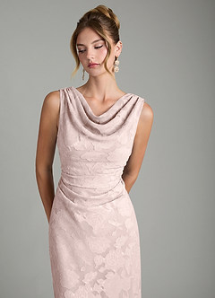 Azazie Kieryn Bridesmaid Dresses Blushing Pink Mermaid Pleated Floral Burnout Dress image11