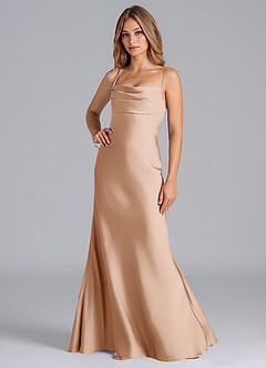 Azazie Seema Bridesmaid Dresses English Rose Mermaid Corset Stretch Satin Dress image5