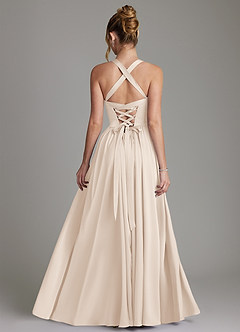 Azazie Francis Bridesmaid Dresses White Alabaster A-Line Corset Stretch Satin Dress image2