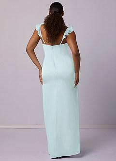 Barbie ♥ Azazie Bridesmaid Dresses Sea Glass Sheath Stretch Satin Dress image7
