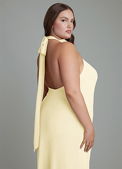 Azazie Velli Bridesmaid Dresses Lemon Sorbet Mermaid High Neck Chiffon Dress image14