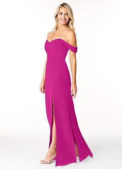 Azazie Joretta Robes de demoiselle d'honneur Robe Trapèze Convertible en Mousseline de soie Encolure en Forme de Cœur Fuchsia image4