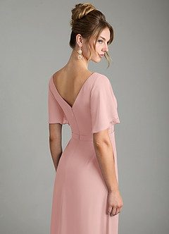 Azazie Ambrosia Bridesmaid Dresses Powder Pink A-Line Pleated Chiffon Dress image7