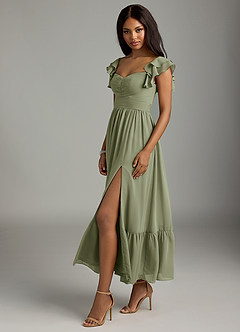 Azazie Anaya Bridesmaid Dresses Pistachio A-Line Pleated Chiffon Dress image4