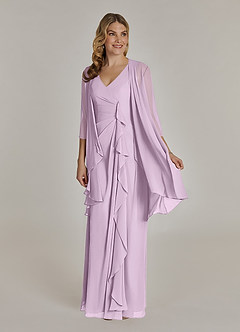 Azazie Manuella Mother of the Bride Dresses Frosted Lilac A-Line V-Neck Pleated Chiffon Dress image1
