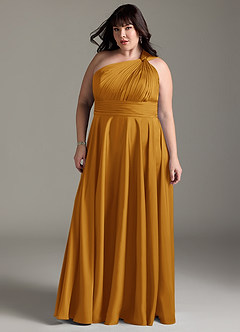 Azazie Charlize Jurken voor bruidsmeisjes Jurk van Stretch Satijn met A-lijn One-shoulder Boterbabbelaar image13