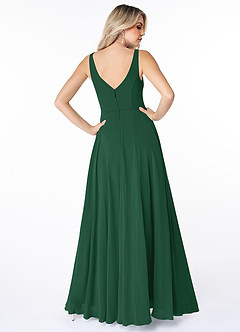 Azazie Calvi Bridesmaid Dresses Dark Green A-Line Ruched Chiffon Dress image2