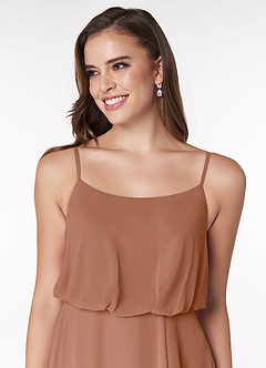 Azazie Lupe Bridesmaid Dresses Bronzer A-Line Scoop Blouson Chiffon Dress image5