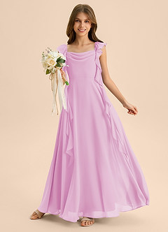 Azazie Carmin Junior Abito A-Line in Chiffon Increspato Rosa Confetto image5