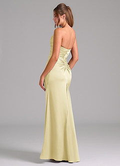 Azazie Lucille Robes de demoiselle d'honneur Robe Sirène Convertible en Satin extensible Sans bretelles Sorbet Citron image4