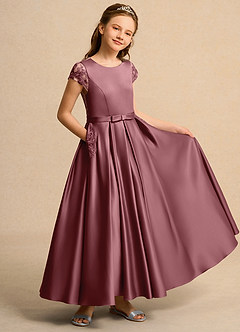 Azazie Bunny Junior Formal vestidos de niña de las flores Vestido de Rosa Del Desierto de Encaje de Princesa image1