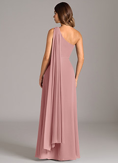 Azazie Tella Bridesmaid Dresses Dusty Rose A-Line One Shoulder Chiffon Dress image6