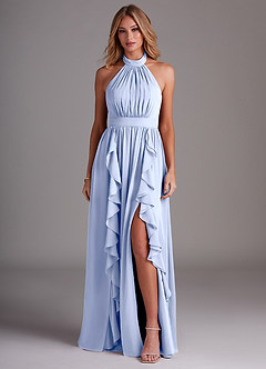 Azazie Avary Bridesmaid Dresses Ice A-Line Pleated Chiffon Dress image1