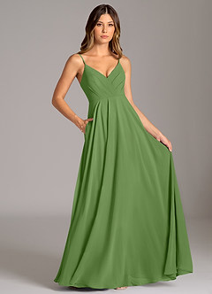 Azazie Amani Bridesmaid Dresses Basil A-Line Pleated Chiffon Dress image6