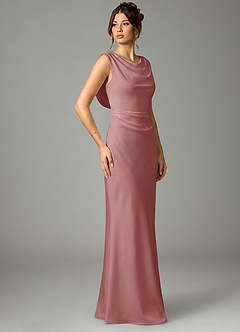 Azazie Kieryn Bridesmaid Dresses Dusty Rose Mermaid Pleated Stretch Satin Dress image3