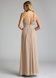Azazie Maren Allure Bridesmaid Dresses Taupe A-Line V-Neck Lace Chiffon Dress image5