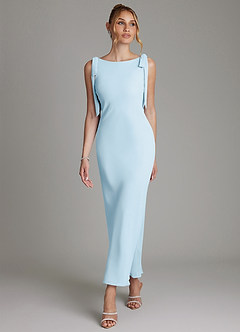 Azazie Luddie Bridesmaid Dresses Sky Blue Mermaid Bow Chiffon Dress image4