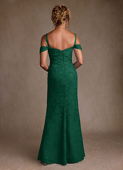 Azazie Irene Mother of the Bride Dresses Emerald A-Line Off the Shoulder Floral Burnout Dress image4